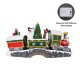 Glitzhome 20"L Lighted Christmas Santa Train Resin Village with Movement and Music