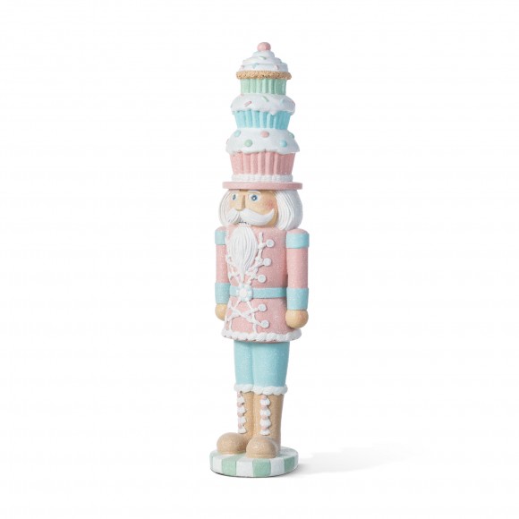 Glitzhome 18.25"H Resin Christmas Cupcake Nutcracker Table Decor