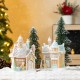 Glitzhome S/2 7"H Christmas Macaron Resin Village Table Decor