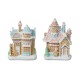 Glitzhome S/2 7"H Christmas Macaron Resin Village Table Decor