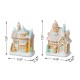 Glitzhome S/2 7"H Christmas Macaron Resin Village Table Decor