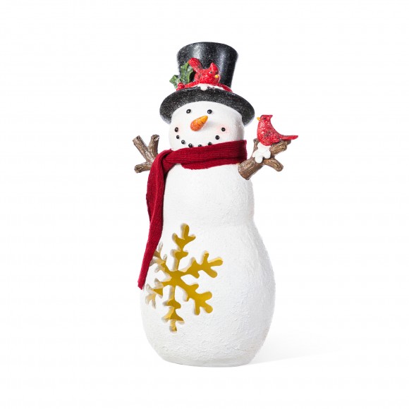 Glitzhome 15"H Christmas Lighted Resin Snowman Table Decor