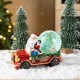 Glitzhome 100mm Christmas Resin Lighted Musical  Snowflakes Santa Car Waterglobe