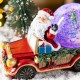 Glitzhome 100mm Christmas Resin Lighted Musical  Snowflakes Santa Car Waterglobe