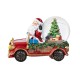 Glitzhome 100mm Christmas Resin Lighted Musical  Snowflakes Santa Car Waterglobe