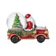 Glitzhome 100mm Christmas Resin Lighted Musical  Snowflakes Santa Car Waterglobe