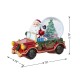 Glitzhome 100mm Christmas Resin Lighted Musical  Snowflakes Santa Car Waterglobe