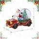 Glitzhome 100mm Christmas Resin Lighted Musical  Snowflakes Santa Car Waterglobe