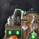Glitzhome 11"H Lighted  Resin Halloween Haunted House Table Village Decor