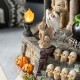 Glitzhome 9.75"H Lighted  Resin Halloween Haunted House Table Village Decor