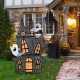 Glitzhome 61.75"H Lighted Halloween 2D Haunted House Outdoor Décor with 210 Warm White LED Lights （KD）