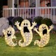 Glitzhome Set of 3  Lighted  Halloween 2.5D Ghosts Family Outdoor Décor with 200 Warm white  LED Lights （KD）