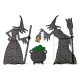 Glitzhome Set of 3  Lighted  Halloween 2.5D Witches with Cauldron Outdoor Décor with 340 Warm White LED Lights （KD）