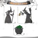 Glitzhome Set of 3  Lighted  Halloween 2.5D Witches with Cauldron Outdoor Décor with 340 Warm White LED Lights （KD）