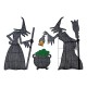 Glitzhome Set of 3  Lighted  Halloween 2.5D Witches with Cauldron Outdoor Décor with 340 Warm White LED Lights （KD）
