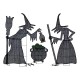 Glitzhome Set of 3  Lighted  Halloween 2.5D Witches with Cauldron Outdoor Décor with 340 Warm White LED Lights （KD）