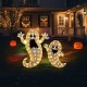 Glitzhome Set of 2 Lighted Halloween 2.5D Ghosts Family Outdoor Décor with 80L+50L Warm White LED Lights （KD）