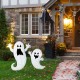 Glitzhome Set of 2 Lighted Halloween 2.5D Ghosts Family Outdoor Décor with 80L+50L Warm White LED Lights （KD）