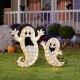 Glitzhome Set of 2 Lighted Halloween 2.5D Ghosts Family Outdoor Décor with 80L+50L Warm White LED Lights （KD）