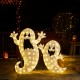 Glitzhome Set of 2 Lighted Halloween 2.5D Ghosts Family Outdoor Décor with 80L+50L Warm White LED Lights （KD）