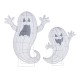 Glitzhome Set of 2 Lighted Halloween 2.5D Ghosts Family Outdoor Décor with 80L+50L Warm White LED Lights （KD）