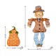 Glitzhome Set of 2 Lighted Fall 2.5D Scarecrow & Pumpkin Outdoor Décor with 80L+30L Warm White LED Lights （KD）