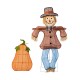 Glitzhome Set of 2 Lighted Fall 2.5D Scarecrow & Pumpkin Outdoor Décor with 80L+30L Warm White LED Lights （KD）