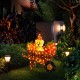 Glitzhome 36.25“L Lighted Fall  Pumpkin Wheel Barrow with Labrador Outdoor Décor with 130 Warm White LED Lights （KD）