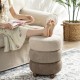 Glitzhome Modern Gradient Brown Upholstered Storage Ottoman or Accent Stool with Rubberwood Ball Feet