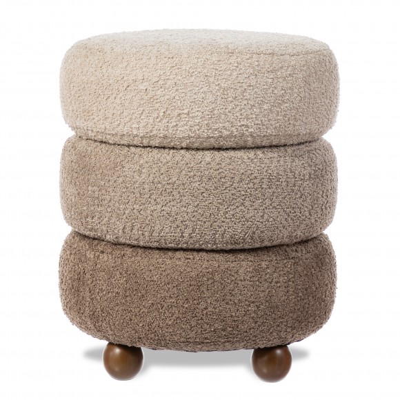 Glitzhome Modern Gradient Brown Upholstered Storage Ottoman or Accent Stool with Rubberwood Ball Feet