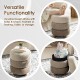 Glitzhome Modern Gradient Brown Upholstered Storage Ottoman or Accent Stool with Rubberwood Ball Feet
