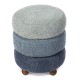 Glitzhome Modern Gradient Blue Upholstered Storage Ottoman or Accent Stool with Rubberwood Ball Feet