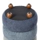 Glitzhome Modern Gradient Blue Upholstered Storage Ottoman or Accent Stool with Rubberwood Ball Feet
