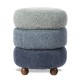Glitzhome Modern Gradient Blue Upholstered Storage Ottoman or Accent Stool with Rubberwood Ball Feet