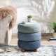 Glitzhome Modern Gradient Blue Upholstered Storage Ottoman or Accent Stool with Rubberwood Ball Feet