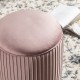 Glitzhome Modern Dusty Pink Pleated Velvet Upholstered Storage Ottoman or Accent Stool with Rubberwood Ball Feet