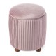 Glitzhome Modern Dusty Pink Pleated Velvet Upholstered Storage Ottoman or Accent Stool with Rubberwood Ball Feet