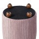 Glitzhome Modern Dusty Pink Pleated Velvet Upholstered Storage Ottoman or Accent Stool with Rubberwood Ball Feet