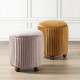 Glitzhome Modern Dusty Pink Pleated Velvet Upholstered Storage Ottoman or Accent Stool with Rubberwood Ball Feet