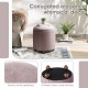 Glitzhome Modern Dusty Pink Pleated Velvet Upholstered Storage Ottoman or Accent Stool with Rubberwood Ball Feet