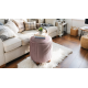 Glitzhome Modern Dusty Pink Pleated Velvet Upholstered Storage Ottoman or Accent Stool with Rubberwood Ball Feet