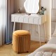 Glitzhome Modern Brown Pleated Velvet Upholstered Storage Ottoman or Accent Stool with Rubberwood Ball Feet