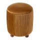 Glitzhome Modern Brown Pleated Velvet Upholstered Storage Ottoman or Accent Stool with Rubberwood Ball Feet