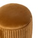 Glitzhome Modern Brown Pleated Velvet Upholstered Storage Ottoman or Accent Stool with Rubberwood Ball Feet