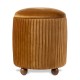 Glitzhome Modern Brown Pleated Velvet Upholstered Storage Ottoman or Accent Stool with Rubberwood Ball Feet