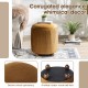 Glitzhome Modern Brown Pleated Velvet Upholstered Storage Ottoman or Accent Stool with Rubberwood Ball Feet