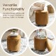 Glitzhome Modern Brown Pleated Velvet Upholstered Storage Ottoman or Accent Stool with Rubberwood Ball Feet