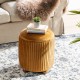Glitzhome Modern Brown Pleated Velvet Upholstered Storage Ottoman or Accent Stool with Rubberwood Ball Feet