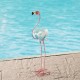 Glitzhome 26.25"H Metal Solar Standing Flamingo Garden Statue (KD)