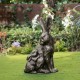 Glitzhome 21.25"H MGO Bronze Mom and Baby Rabbit Statue